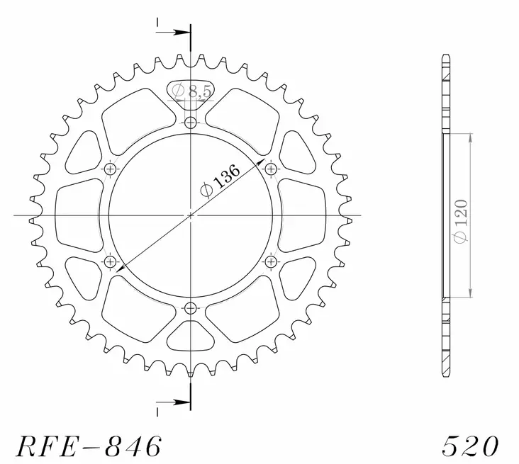 Supersprox / JT Teräs takaratas 846.45 - Moottoripyörän takarattaat - D26824 - 1