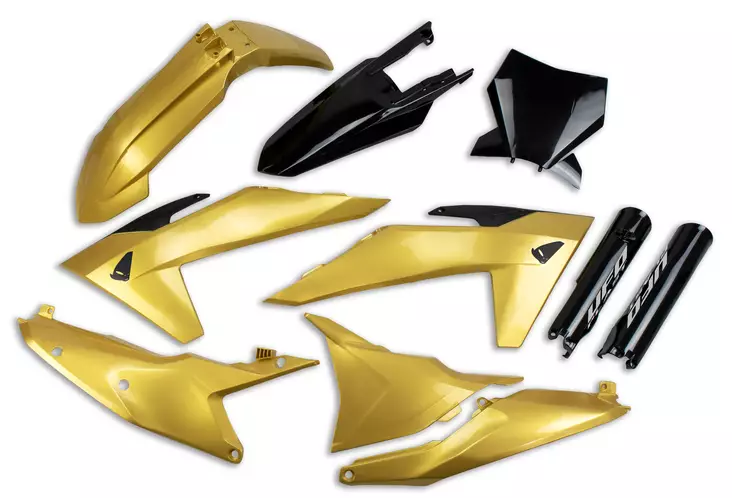 UFO Plastic kit 6-parts KTM SX/SXF125-450 23-24 Gold/Black - Moottoripyörän muovisarjat - D503564 - 1