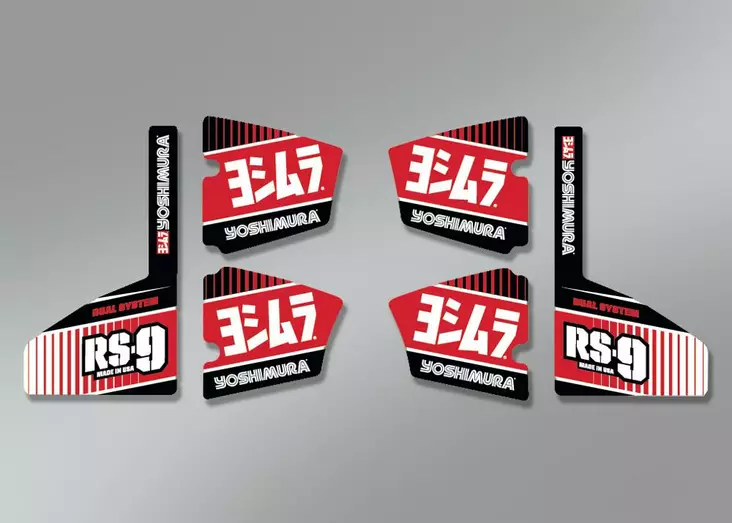 Yoshimura MUFFLER BADGE RS-9 Decal Set (6 pcs) - Moottoripyörän äänenvaimentimen varaosat - D417764 - 1