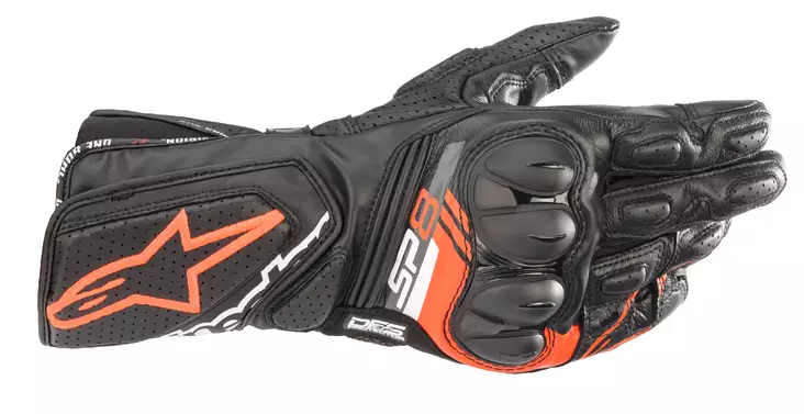 Alpinestars Ajohanska SP-8 v3 Musta/Fluo Punainen - Nahkaiset moottoripyörähanskat - D372485 - 1