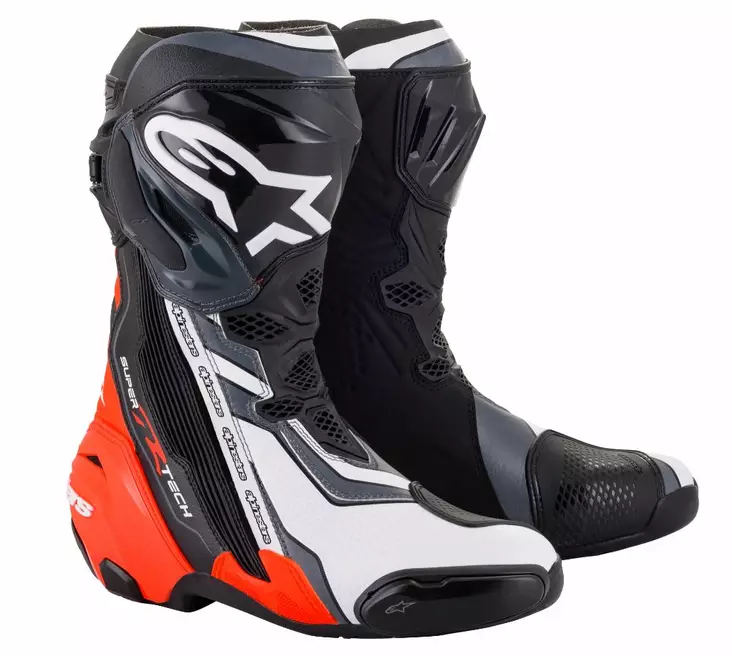 Alpinestars Ajosaapas Supertech R v2 Musta/Fluo Punainen/Valkoinen - Moottoripyöräsaappaat - D372495 - 1