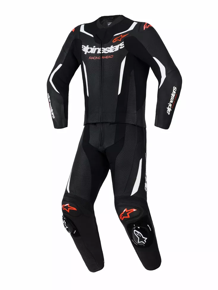 Alpinestars Nahkapuku 2PCS GP Force V2 Musta/Valkoinen/Fluo Punainen - Nahkaiset moottoripyöräpuvut - D528975 - 1