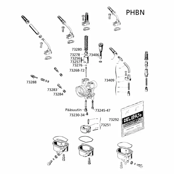 Dellorto Ilmaruuvi, Dellorto PHBN - Mopon Kaasuttimen varaosat - D479365 - 1