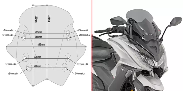 GIVI FUME' WINDSCREEN KYMCO AK 550 - Moottoripyörän tuulisuojat - D332175 - 1