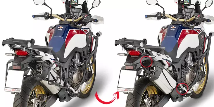 Givi putkisivutelineet Rapid release CRF1000L Africa Twin (16 - Moottoripyörän laukkujen kiinnityssarjat - D208905 - 1