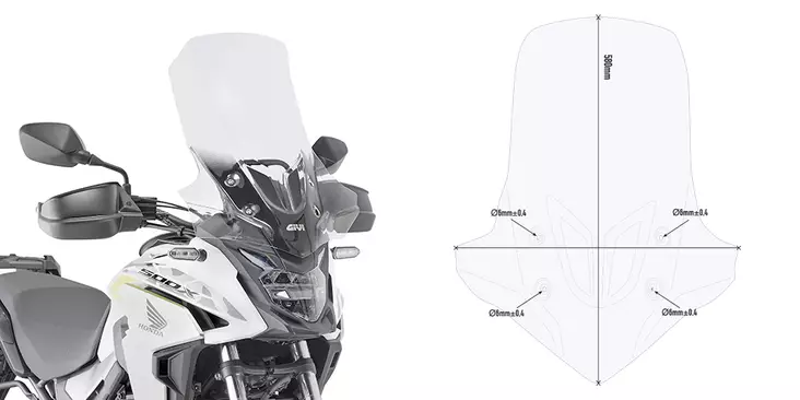 Givi Specific screen transparent 58 x 45 cm (H x W) CB 500 X (19) - Moottoripyörän tuulisuojat - D324465 - 1