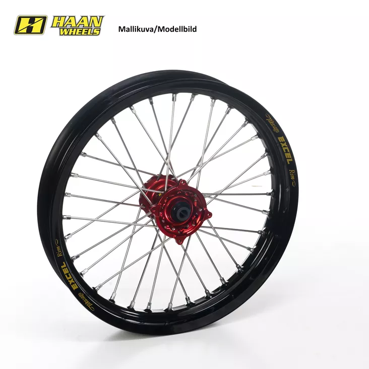 Haan wheel KTM SX/SX-F 15-.. MC/F EC/F 21-.. 21-1,60 RED HUB/BLACK RIM+NIP+SPOKE - Moottoripyörän täydelliset vanteet - D523945 - 1