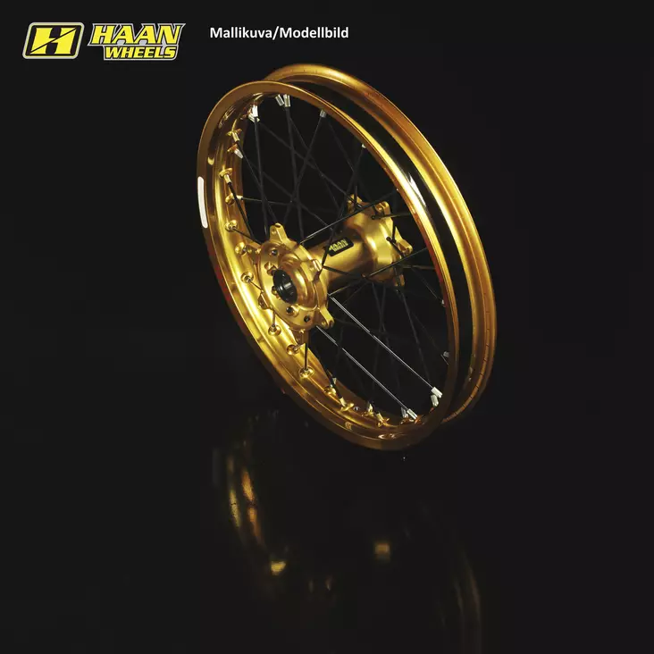 Haan wheel SX&SXF 15-17 /EXC MODELS 16- 17-3,50 GOLD RIM/GOLD HUB - Moottoripyörän täydelliset vanteet - D235355 - 1