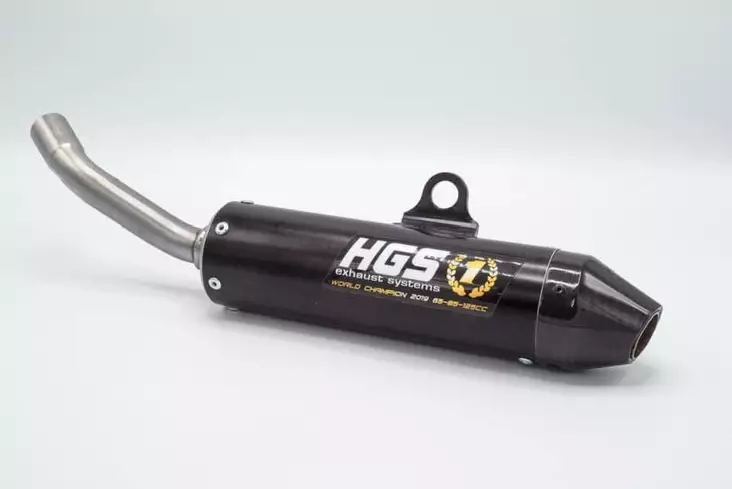 HGS Äänenvaimennin Musta hiilikuitupäädyllä 2T Racing KTM125/150 19- HVA TC125 1 - Moottoripyörän äänenvaimentimet - D388305 - 1