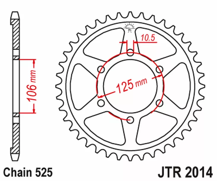 JT Takaratas ZBK - Musta Zinc JTR2014.48ZBK - Moottoripyörän takarattaat - D523995 - 1