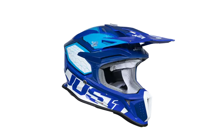 Just1 Kypärä J-18 F Hexa Valkoinen/Sininen - Offroad-kypärät - D444895 - 1