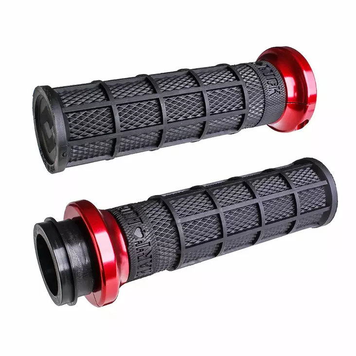 ODI Street V-TWIN Lock-On HART-LUCK Full-Waffle BLACK/Black/red - Moottoripyörän kahvakumit - D510195 - 1