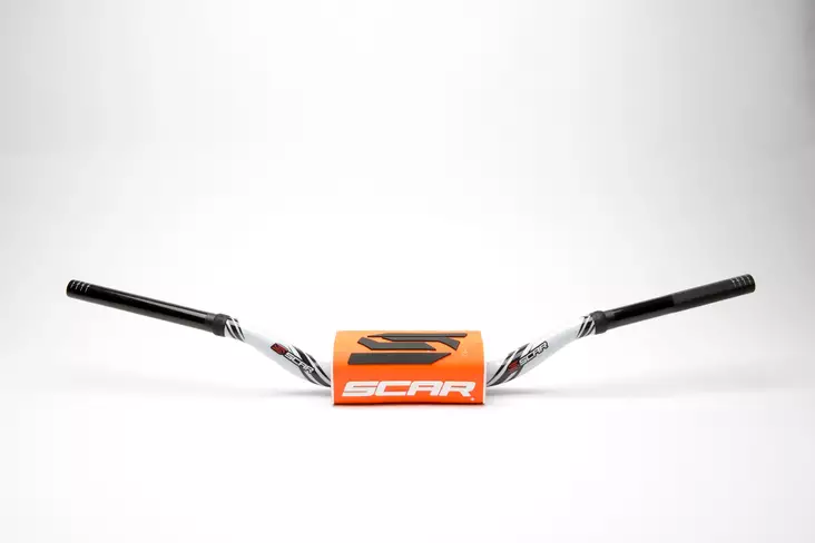 Scar Handlebar O² COLOR Ø28,6 (1 1/8”) - RC - WHITE Bar - ORANGE Bar pad - Moottoripyörän ohjaustangot - D480475 - 1