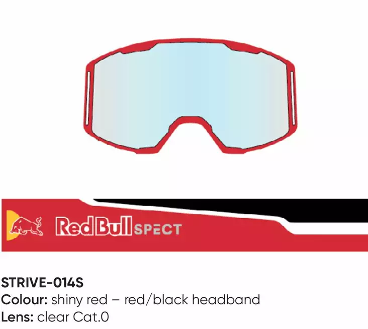 Spect Red Bull Strive MX Goggles Single lens Red/Black clear - Ajolasien linssit & varaosat - D433925 - 1