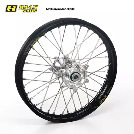 Haan wheel SX&SXF 03-14 /EXC MODELS 03-15 17-3,50 BLACK RIM/SILVER HUB - Moottoripyörän täydelliset vanteet - D404496 - 1