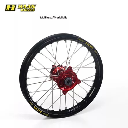 Haan wheel SX&SXF 23- 19-2,15 REDHUB/BLACK RIM+BLACK SPOKES AND NIPPLES - Moottoripyörän täydelliset vanteet - D523946 - 1