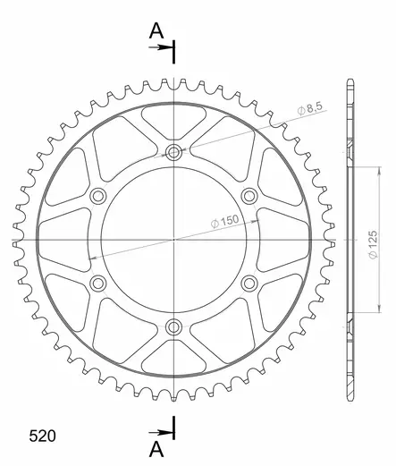 Supersprox Teräs takaratas KTM/Husqv./Husab. Musta 53 - Moottoripyörän takarattaat - D211766 - 2