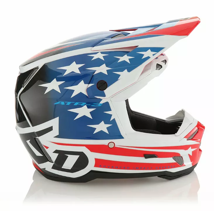 6D Helmet ATR-3 Patriot Gloss Red White Blue FIM - Offroad-kypärät - D546996 - 1