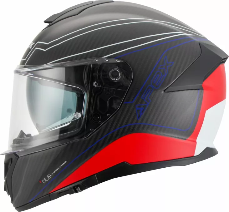 APEX Kypärä FC500 Carbon Assen valkoinen/punainen/sininen matta - Umpikypärät - D508046 - 1