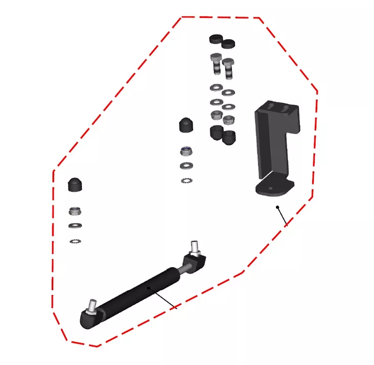 DFK Kaasujousi sis. kiinnityssarja Vasen Polaris Ranger 570 Midsize 2022-> - DFK varaosat & tarvikkeet - D528146 - 1