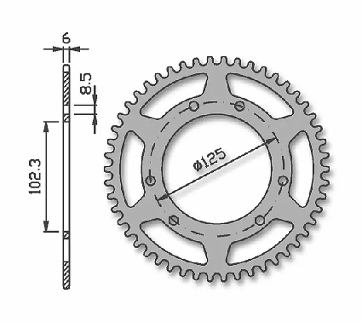 Forte Takaratas 53 ham. (420) Ø105mm Pun. Alu. Aprilia / Derbi / Drac / Rieju - Mopon Takarattaat - D479786 - 1