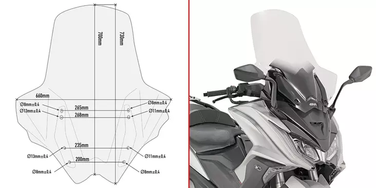 GIVI TRANS.WINDSCREEN KYMCO AK 550 - Moottoripyörän tuulisuojat - D332176 - 1