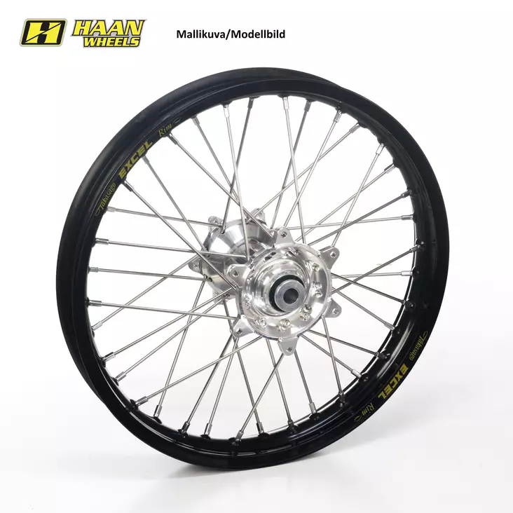 Haan wheel SX65 FRONT 02-24 14-1,60 BLACK RIM/POLISHED ALLOY HUB - Moottoripyörän täydelliset vanteet - D440406 - 1