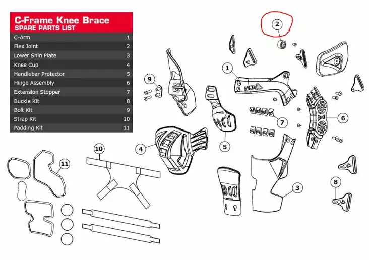 Leatt Flex Joint C-Frame for thigh load pad Pair - Polvi-, kyynär- & olkasuojat - D268036 - 1