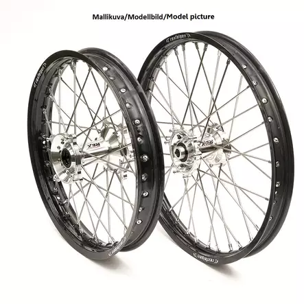 REX WHEELS 19-2,15 KTM ALL SX-F 13-22 TC&FC 16-22 MUSTA VANNE/HOPEA NAPA 25MM - Moottoripyörän täydelliset vanteet - D221927 - 1