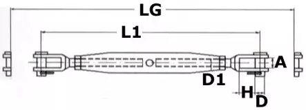 S.S Vantin säätöruuvi 2 haarukka 5mm - Veneen Vantturit & takilat - D123417 - 2