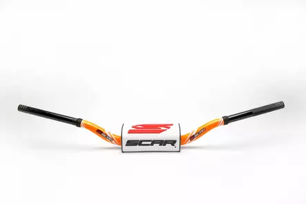 Scar Handlebar O² COLOR Ø28,6 (1 1/8”) - HIGH - ORANGE Bar - WHITE Bar pad - Moottoripyörän ohjaustangot - D480497 - 1