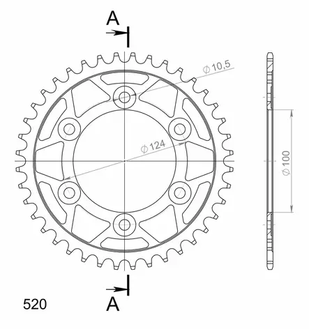 Supersprox / JT Teräs takaratas 735.39 - Moottoripyörän takarattaat - D26767 - 2