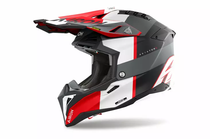 Airoh Kypärä Aviator 3 Monarch Harmaa/Punainen Matt - Offroad-kypärät - D506747 - 1