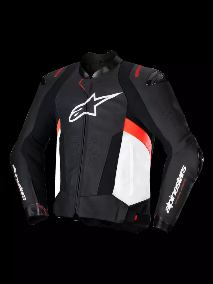 Alpinestars Nahkatakki Missile v3 Musta/Valkoinen/Punainen Fluo - Moottoripyöränahkatakit & -liivit - D496887 - 1