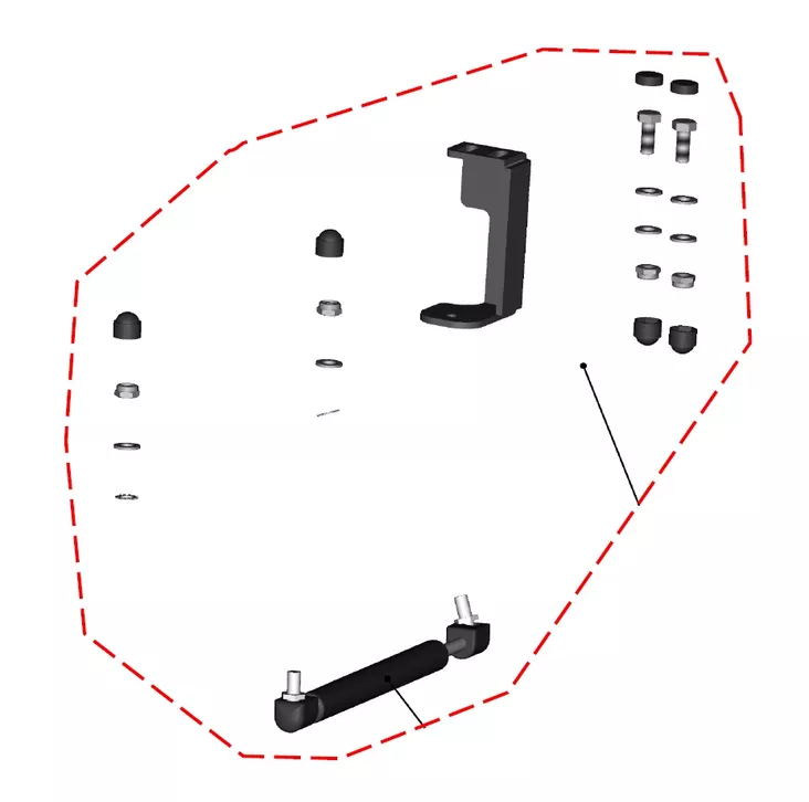 DFK Kaasujousi sis. kiinnityssarja Oikea Polaris Ranger 570 Midsize 2022-> - DFK varaosat & tarvikkeet - D528147 - 1