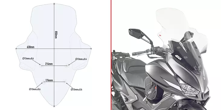 Givi Spoileriplexikirkas 85.5 x 66 cm (k x l) Xciting 400i (13-15) - Moottoripyörän tuulisuojat - D192437 - 1