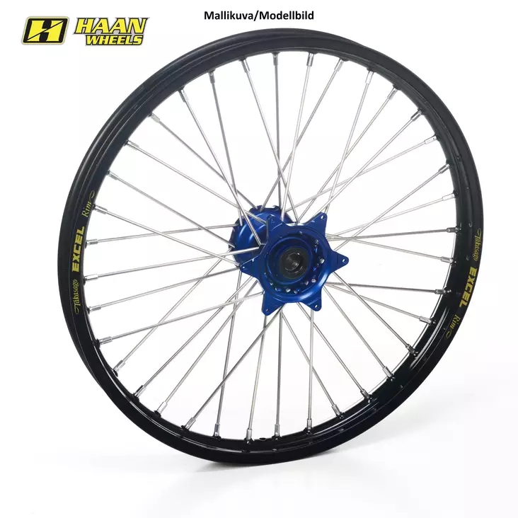 Haan wheel CRF250/450 95- 21-1,60 BLUE HUB/BLACK RIM/BLACK SPO/BLUE NIP - Moottoripyörän täydelliset vanteet - D247317 - 1