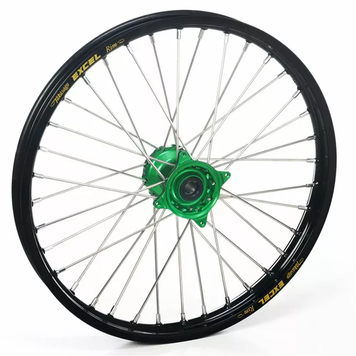 Haan Wheels Front KX250F 21- KX450 19- 21-1,60 BK Rim Green Hub - Moottoripyörän täydelliset vanteet - D528497 - 1