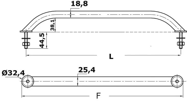 Käsikaide SS220 mm - Veneen Kaidekahvat - D124907 - 1