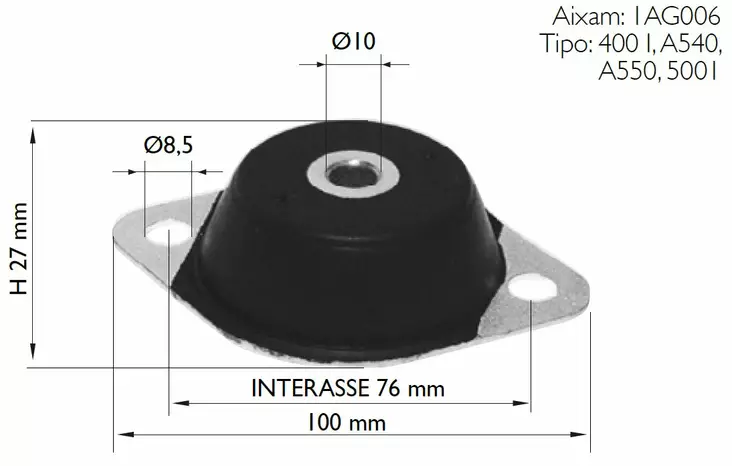 Moottorin kumityyny, Ø10mm, Microcar 97-04, Crossline 05-08, Scouty 05-08 - Mopoauton Moottorin osat - D484627 - 1