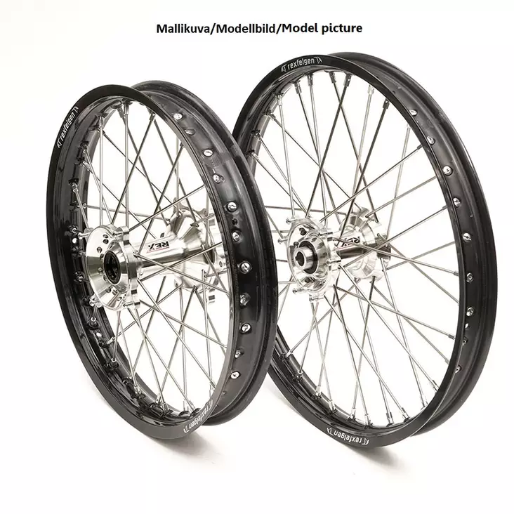 REX WHEELS 18-2,15 RMZ250/450 07-.. MUSTA VANNE/HOPEA NAPA 25MM - Moottoripyörän täydelliset vanteet - D221907 - 1