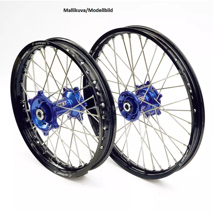 REX WHEELS 21-1,60 YZF250 / YZF450 14-.. MUSTA VANNE/SININEN NAPA 22MM - Moottoripyörän täydelliset vanteet - D221957 - 1