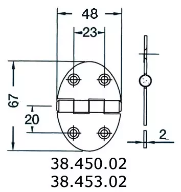 Sarana 48x67mm 2mm - Veneen Saranat - D124717 - 1