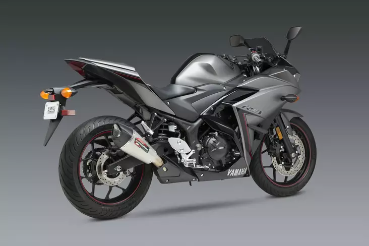 Yoshimura YZF-R3 15-21 / MT-03 20-21 AT2 Stainless Slip-On Exhaust, w/ Stainless - Moottoripyörän äänenvaimentimet - D417667 - 1