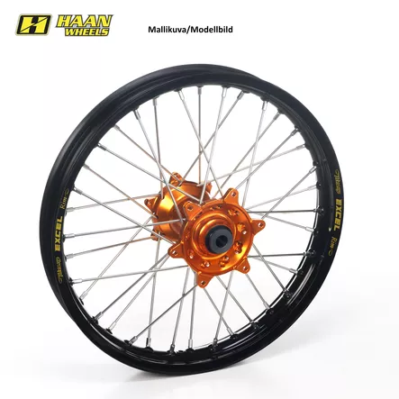 Haan wheel SX85 12- 17-1,40 BLACK RIM/ORANGE HUB - Moottoripyörän täydelliset vanteet - D381148 - 1