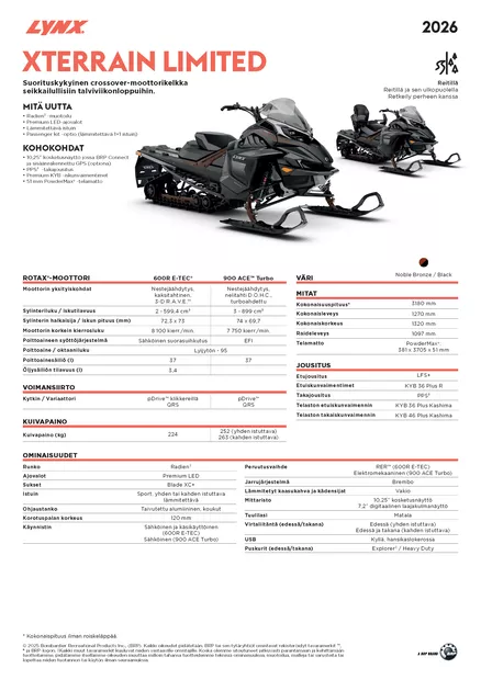 LYNX 26 XTERRAIN LTD PASSENGER KIT 3700 900 ACE TURBO 51MM POWDER MAX NOBLE BRON - Lynx Crossover 2026 - 139298 - 2