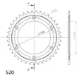 Supersprox / JT Teräs takaratas 210.39 - Moottoripyörän takarattaat - D159868 - 2