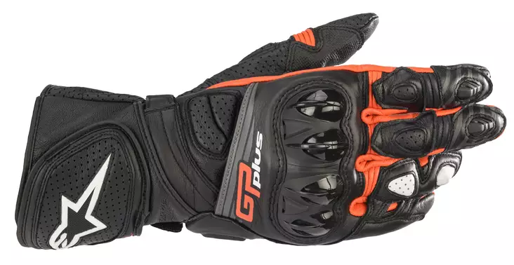 Alpinestars Hanska GP Plus R v2 Musta/Punainen fluo - Nahkaiset moottoripyörähanskat - D397398 - 1