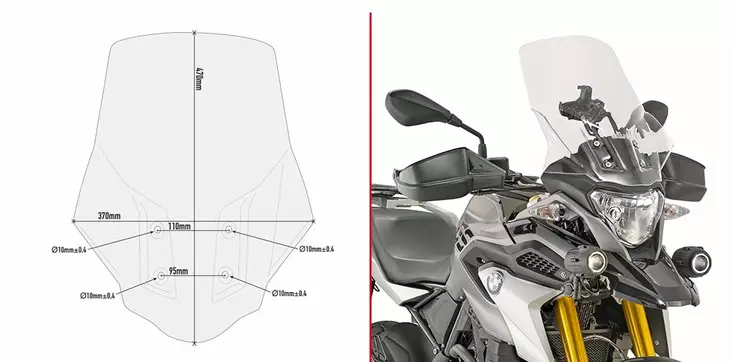 Givi Windshield 47x37cm G310GS 17- - Moottoripyörän tuulisuojat - D327028 - 1