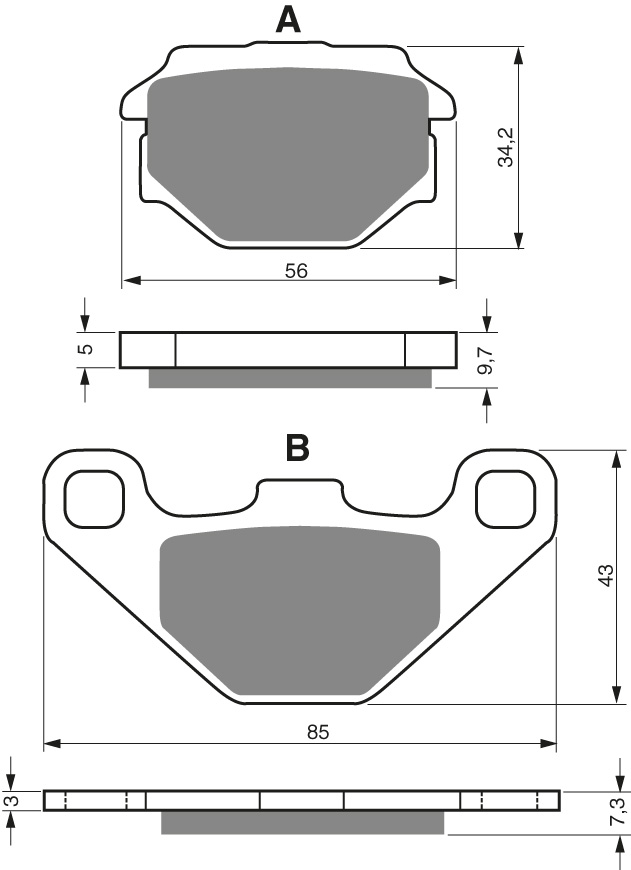 GOLDFREN Jarrupalat 094 Ceramic Carbon K1 Rear HVA CR250 91-95 - Moottoripyörän jarrupalat - D227818 - 1